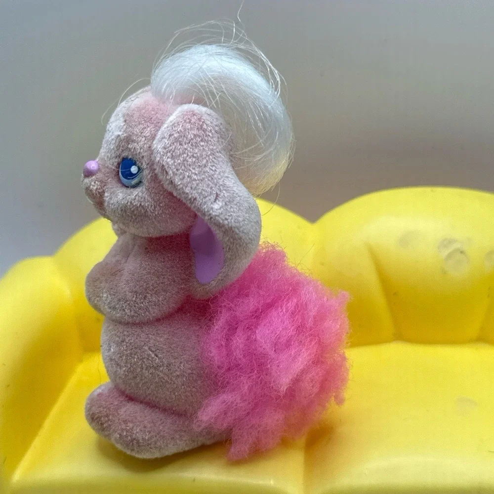 VTG MLP Lot 1990 Li'l Litters Pink Flocked Bunny &MLP Paradise Estate Couch READ